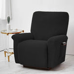 Housse fauteuil inclinable bleu noir gris jacinquée extensible moderne poche adhésif lavage machine