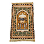 tapis prière épais 8cm brocart imprimé architectural antidérapant moderne İslam chrétien doré beige patio