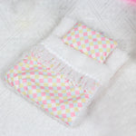 draps lits miniatures oreillers figurines animaux motifs floraux mignon meubles chambre enfants