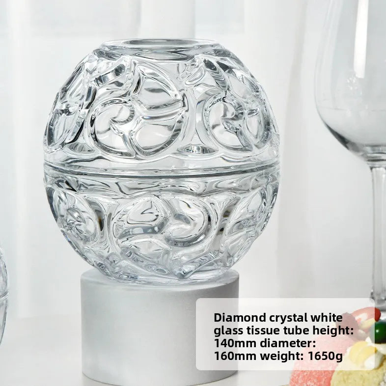 boîte mouchoirs transparente moderne décoration géométrique adhésive papier toilette verre élégante hauteur 140mm diamètre