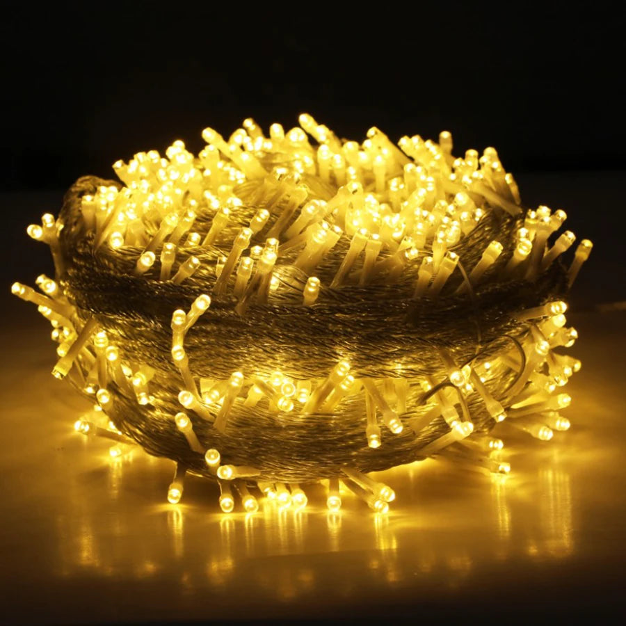 guirlande lumineuse led 100m 800 led blanc chaud moderne décoration noël extérieure fête nouvelle