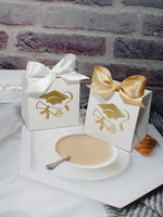 boîtes cadeaux blanc rouge ruban satiné graduation cap classique 100 pièces opaques festives anniversaire
