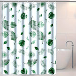 rideau douche moderne feuilles tropicales blanc vert opaque ourlet standard polyester 120x180cm 150x180cm