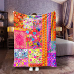 couverture moderne imprimée animaux patchwork polyestère violet orange blanche bleue noire multicolore 130x150cm 140x200cm