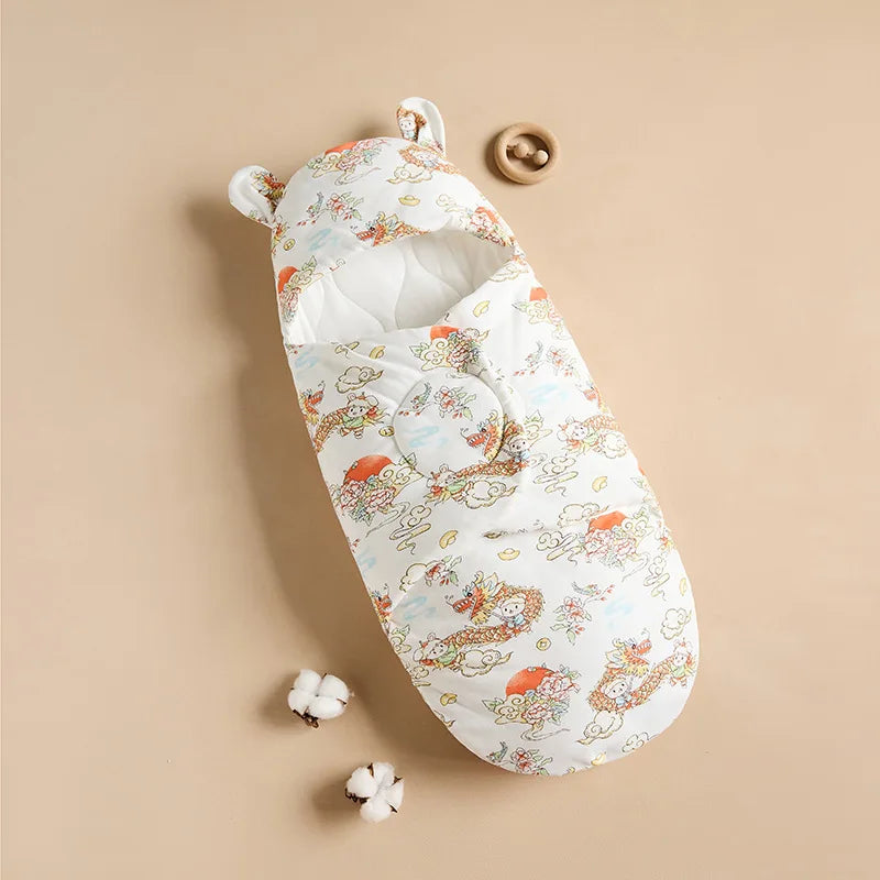 Sac couchage bébé fleurs animaux coton doux blanc rose pâle vert clair zip confortable