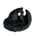 support bijoux forme phoenix rouge or noir relief plumes artisanal decoratif bracelets boucles doreilles