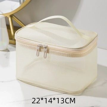 sac maquillage polyester noir transparent moderne poignée cosmétiques pinceaux maquillage réutilisable organiser soins peau