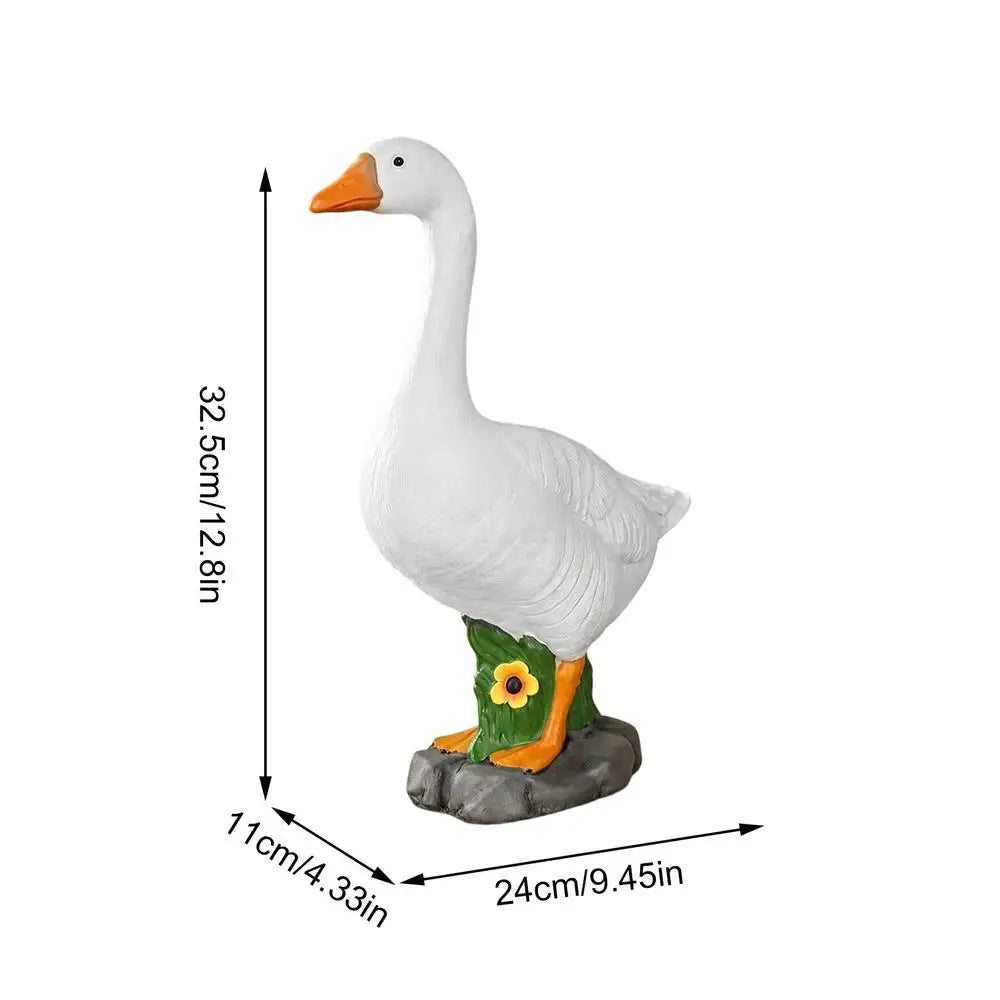statue canard résine blanche plumes gravées décorative jardin rustiqueintérieur famille