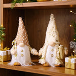 poupée décorative blanche dorée peluche flocons neige arbre noël festif ornement cadeau nouveauannée
