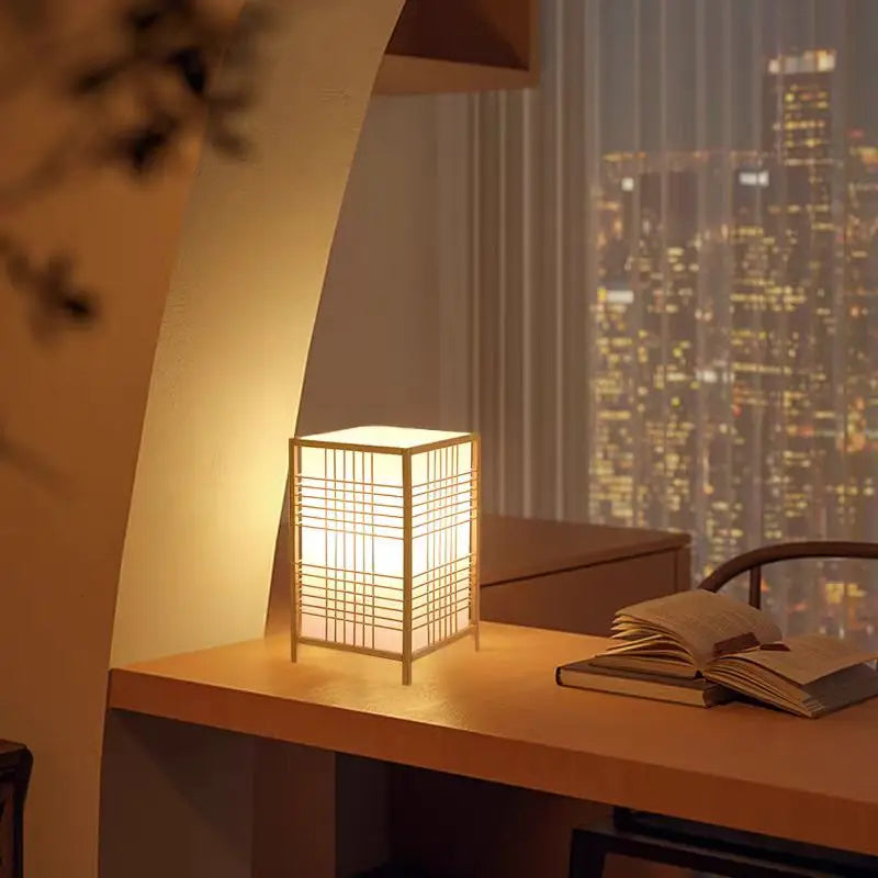 Lampe de chevet bambou design zen noir