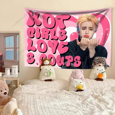 Tapisserie murale K-pop imprimée sur polyestère pour décoration chambre