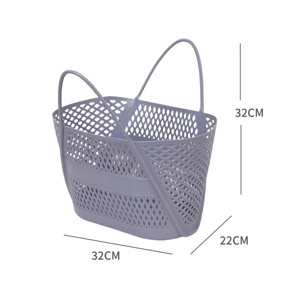 panier rangement maille géométrique blanc rose jaune gris moderne poignées détachables utilisation multiple portable