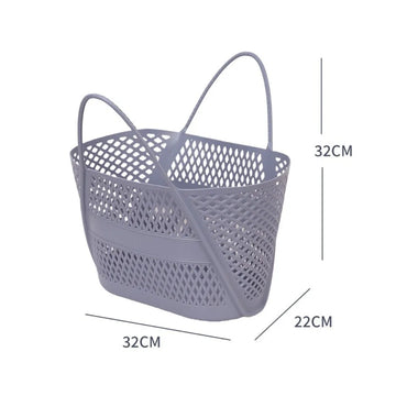 panier rangement maille géométrique blanc rose jaune gris moderne poignées détachables utilisation multiple portable