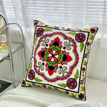 taies d'oreiller coton polyester ethnique floral brodées couleurs vives motifs géométriques coussins deco 45x45cm