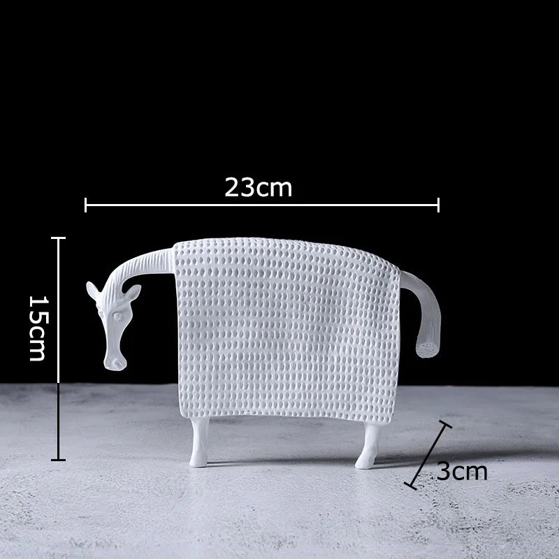 figurines animales vaches résine noir blanc modernes minimalistes décoratives deux image