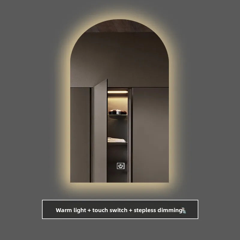 miroir intelligent éclairé led défogage moderne minimaliste gris beige lisse