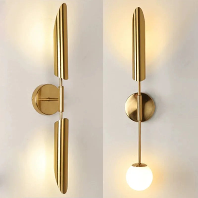 applique murale moderne or brillante luminaire décoration chambre salon minimaliste