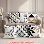 lot coussins décoratifs géométriques blanc noir beige canapé salon moderne polyester