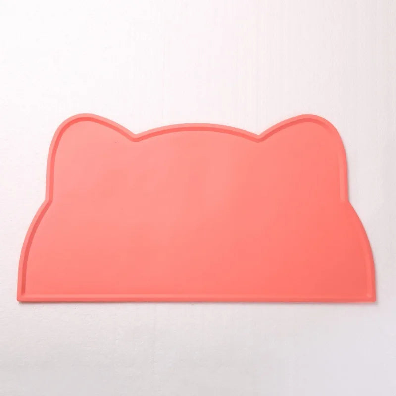 tapis silicone antidérapant chats bols moderne gris orange bleu rose ludique