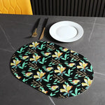 tapis table moderne fleurs feuilles citrons blanc vert jaune rouge beige
