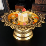 présentoir gâteaux or floral relief lotus traditionnel décoration table métal handcrafted chambre dining