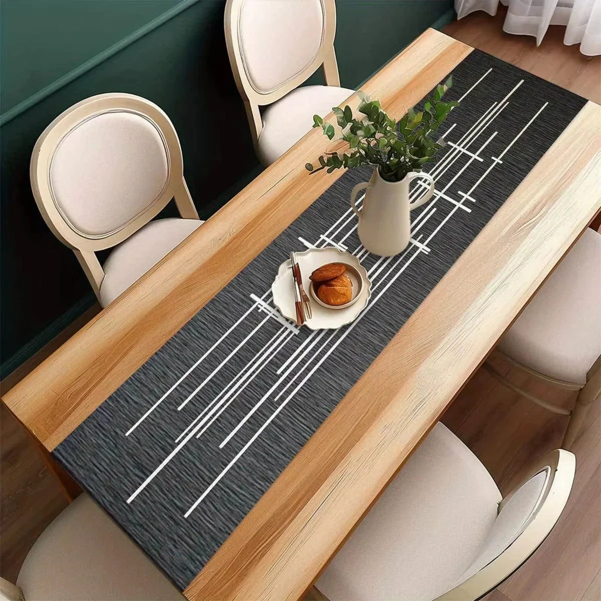 tableau géométrique moderne noir blanc motif lignes abstrait imperméable polyestre décoration événement