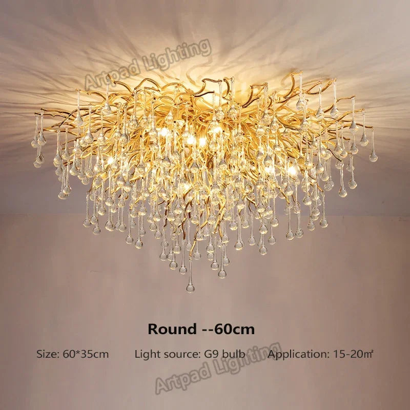 plafonnier led moderne cristaux transparents argentés élégants éclairage intérieur nordique suspension