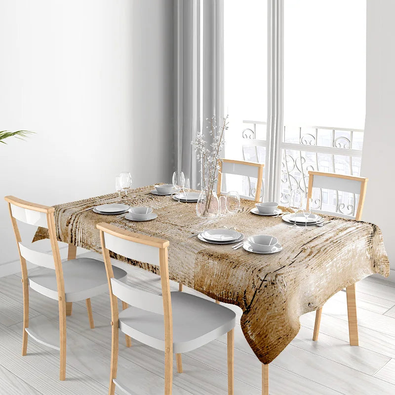 nappe table moderne rustique imitation bois beige marron blanc décoration mariage événementextérieur