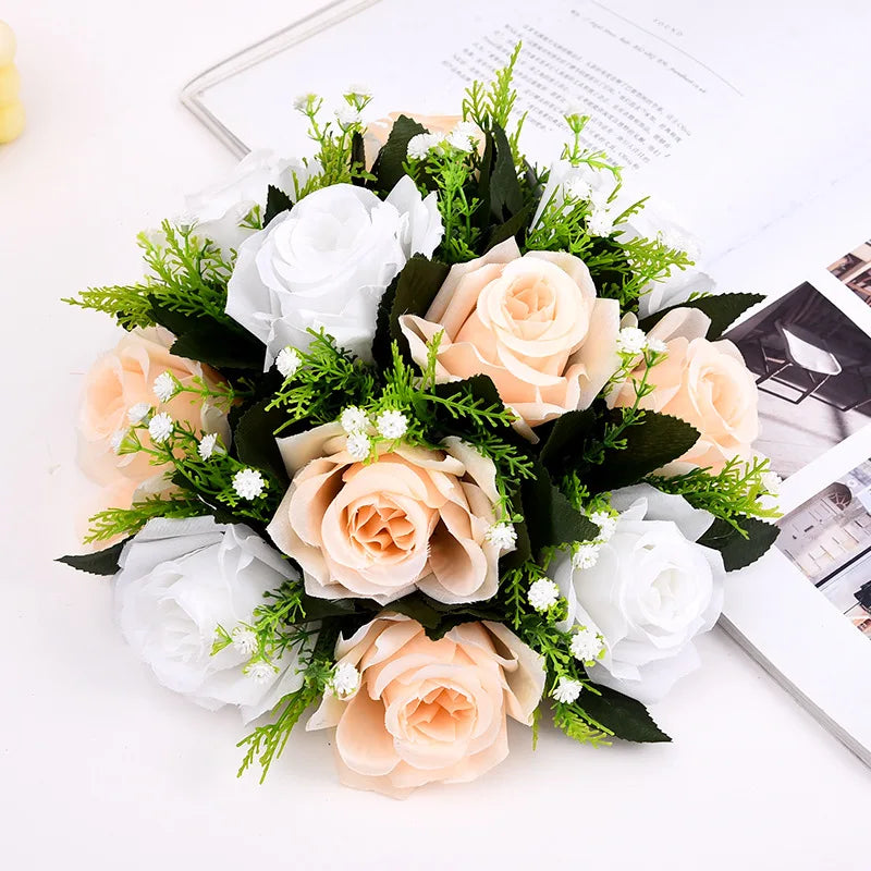 bouquet artificiel rose pâle blanc élégant intérieur mariage anniversaire baby shower