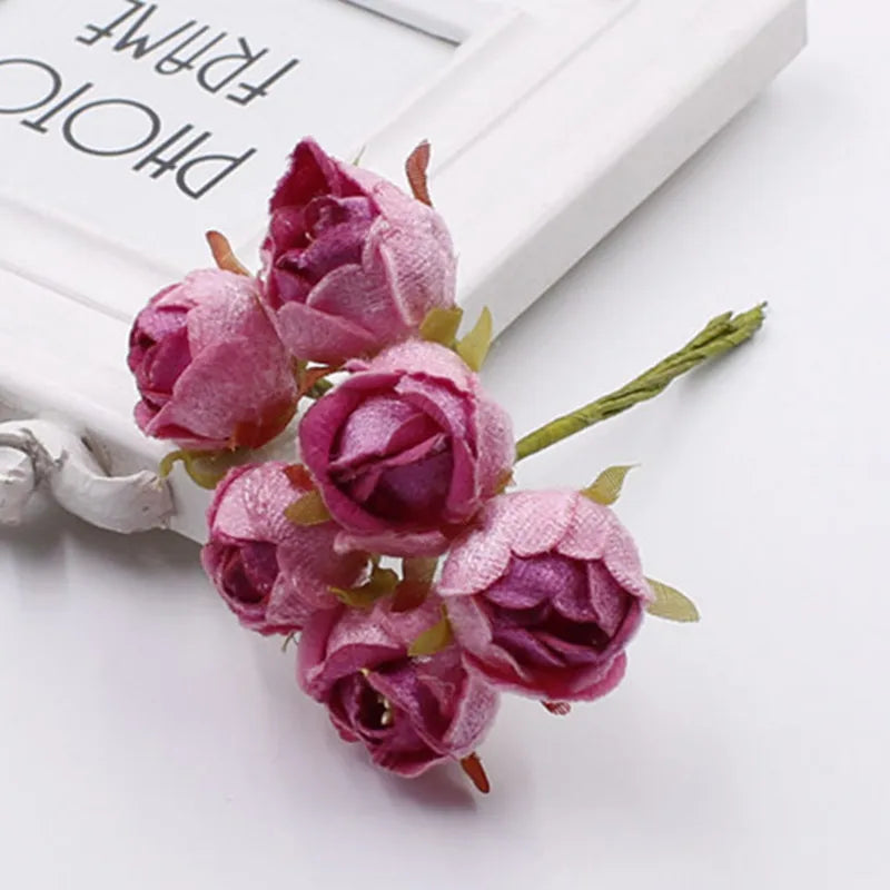bouquet fleurs artificielles roses velours mariage scrapbooking décoration vintage romantique rouge blanc violet