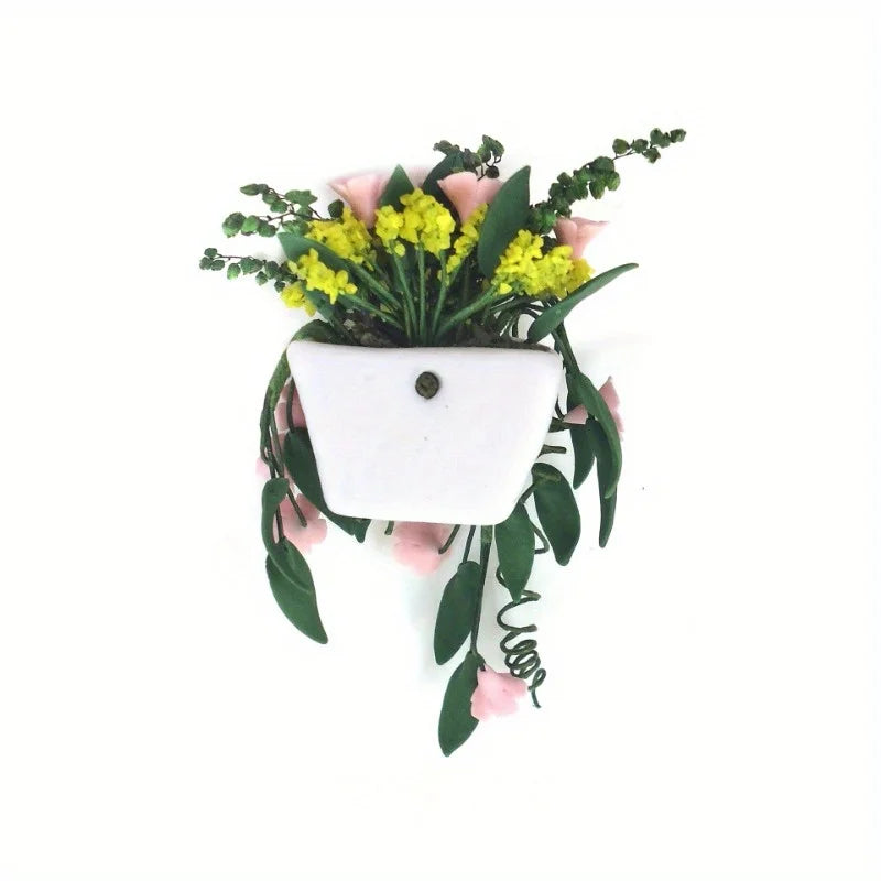 décoration murale cache pot argile blanc fleurs artificielles moderne fixations salon