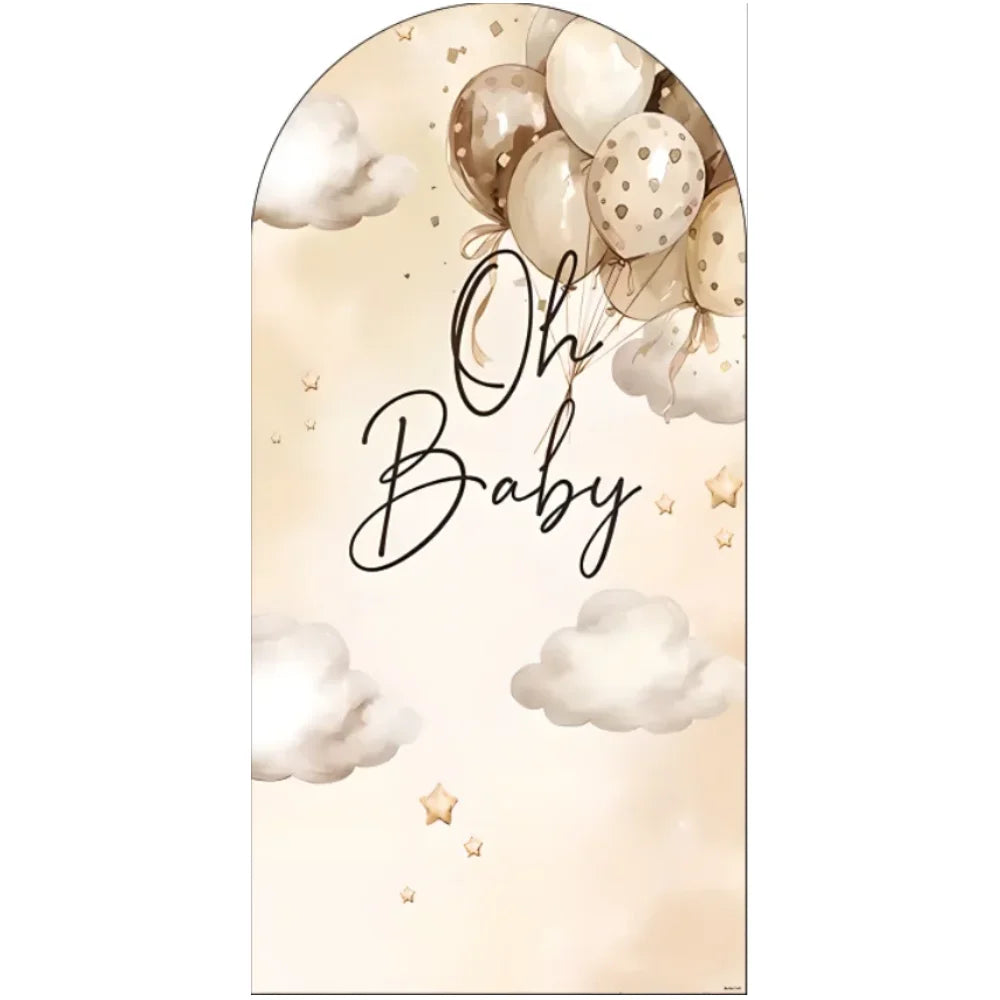 cadre arqué nuages étoiles ours enfantin oh baby beige doré clips festif decoration
