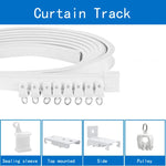 rails rideaux courbés pvc blanc flexible accessoires anneaux boucles poulies supports minimaliste