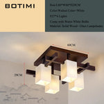lustre japonais minimaliste bois marron foncé abat jours rectangulaires lumière douce led contracté
