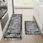 tapis cuisine gris noir marbré floral antidérapant moderne intérieur extérieur