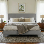 lit gris moderne tissu uni cadre assemblage matelas recommandé boîte springs adjustable headboard