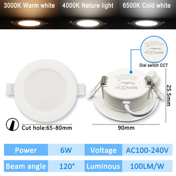 lampe led encastrable 6w 10w 14w 17w 20w 24w blanc moderne cct ac100240v