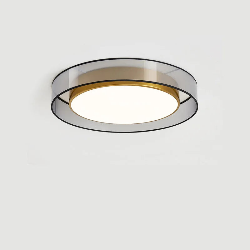 luminaire plafonnier led moderne minimaliste noir doré blanc gauze texturée semi transparent acrylique