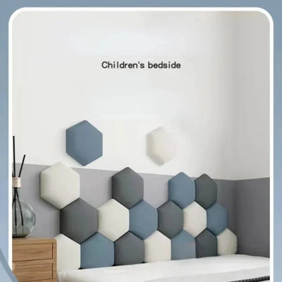 Tête de lit hexagonale cuir gris 25x28cm