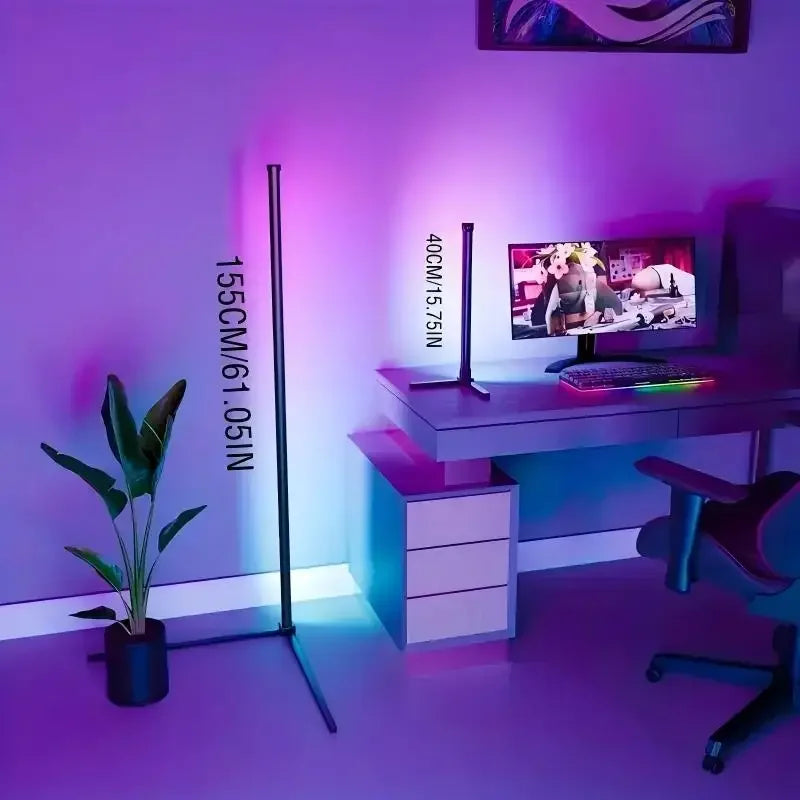 lampe sol led moderne noire 155cm pied télécommande 16 millions couleurs changeantes ambiance chambre