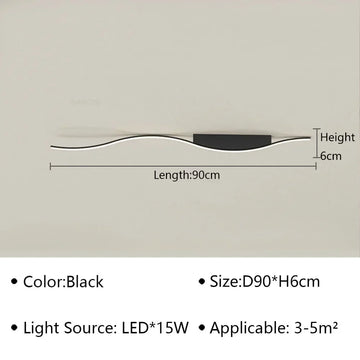 plafonnier led moderne ondulé métal blanc noir luminaire salon salle manger chambre