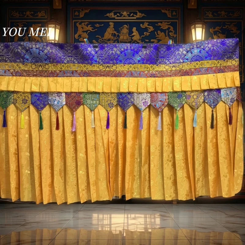 rideau decoratif tissu motifs floraux geometriques couleurs vives suspension tassons decoratifs nappe asiatique traditionnelle