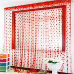 rideau decoratif franges coeurs romantique translucide salon chambre tringle maison