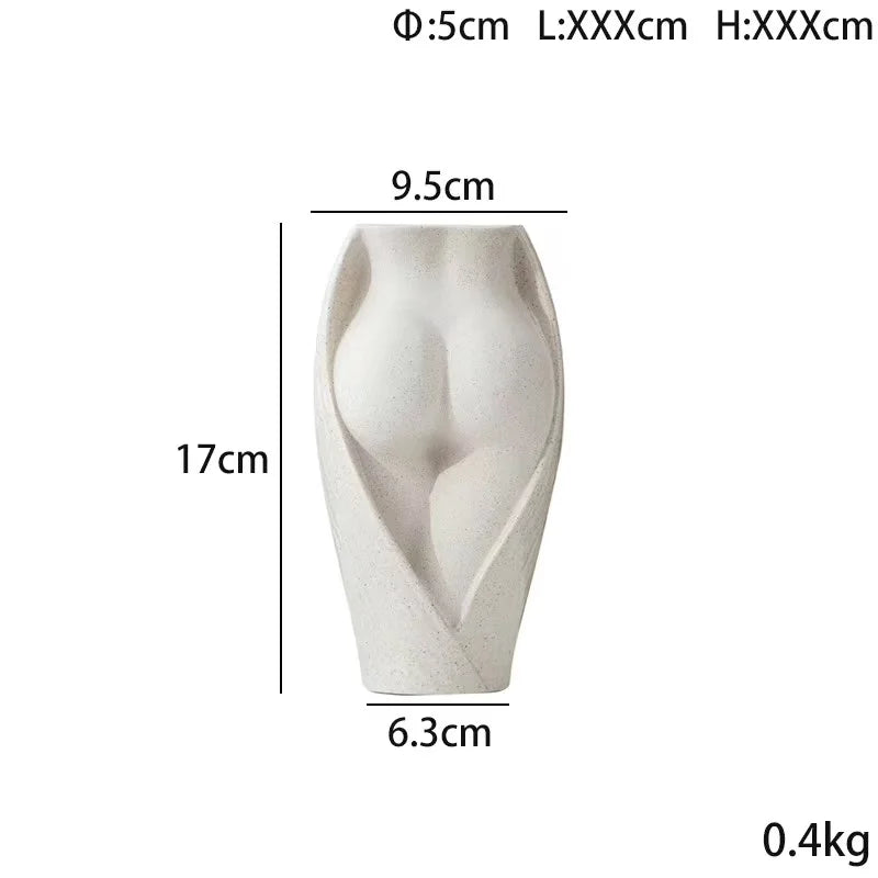 vases céramique modernes blancs fleurs séchées décoration table salon humains stylisés minimaliste