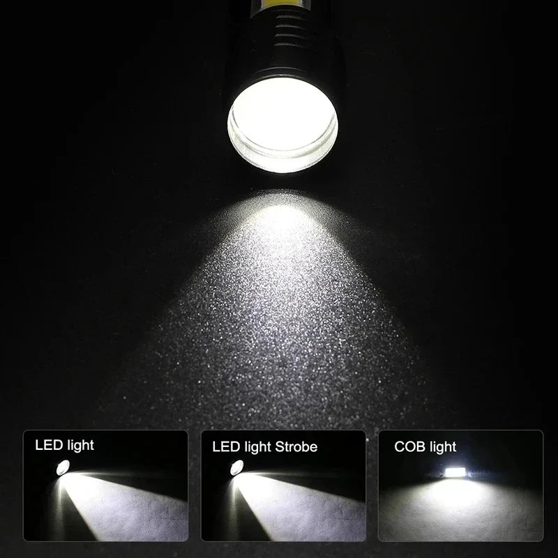 lampe torche noire rechargeable zoomable lumières led modes strobe campingurgence