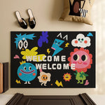 tapis d'accueil antidérapant moderne dessins animés lettres bienvenue couleurs vives entrée porteextérieur