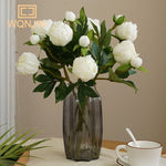 pivoines artificielles soie rose blanc vert décoration maison mariage anniversaire transparent vase