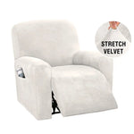 couvre siege fauteuil inclinable velours stretch gris bleu beige moderne élastiques accueil sofa cover