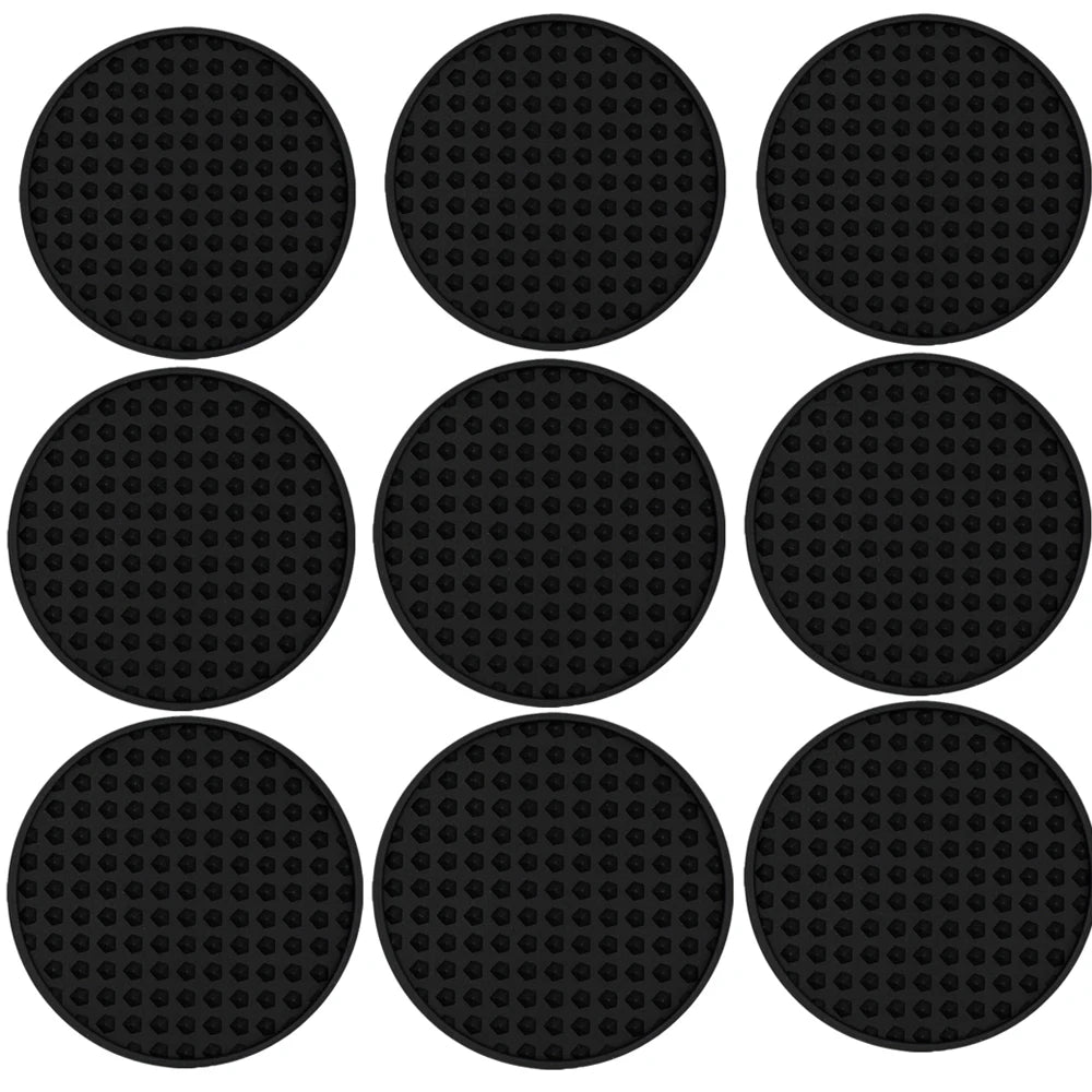 coasters silicone noirs texture moderne 10cm diamètre 12pcs opaques points uniformes