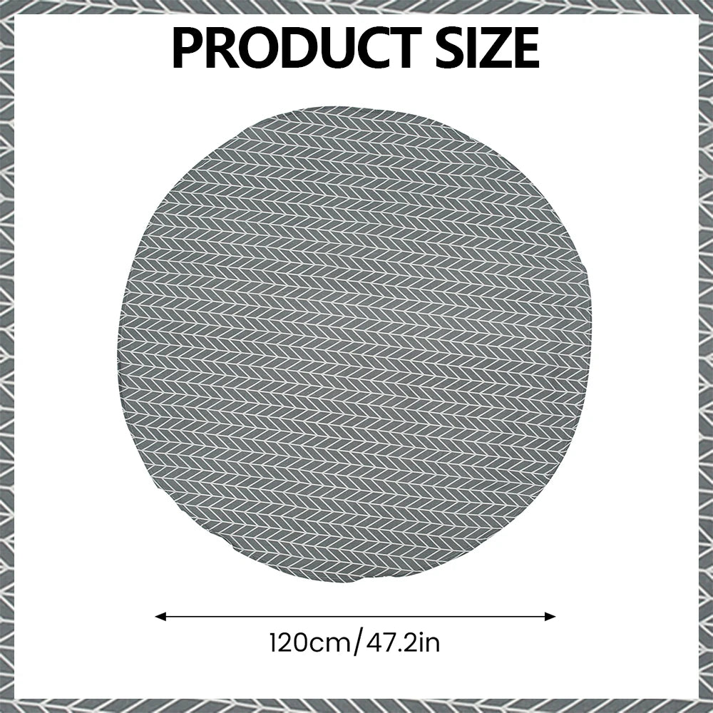 nappe ronde gris jaune moderne 100cm 120cm 150cm motifs géométriques abstraits table décoration intérieureextérieur